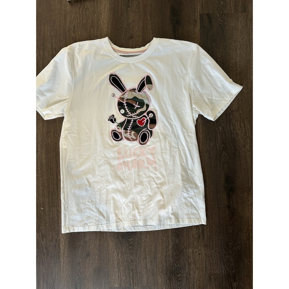 Bkys Authentic Heart Camo Bunny T-Shirt‎ Cotton Crewneck Short Sleeve Sz Large